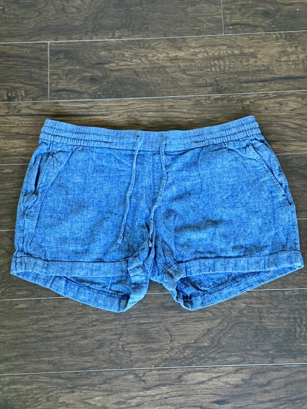 Old Navy Blue Linen Blend Drawstring Pull-On Shorts Size Large